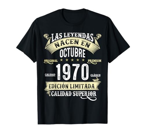 55 Años Cumpleaños Las Leyendas Nacen En Octubre de 1970 Camiseta