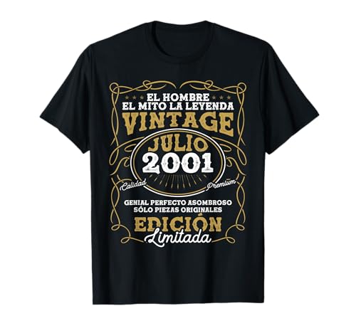 Julio 2001 Vintage - 25 Años Regalo Cumpleaños Hombre Camiseta