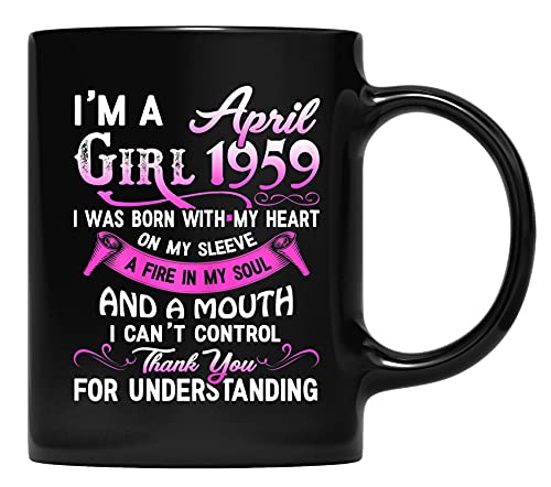 Mujeres Soy una chicas de abril 1959 61stá regalos de cumpleaños 61 años de edad Taza de café para padre y madre, abuelo, abuela y regalos de amigos