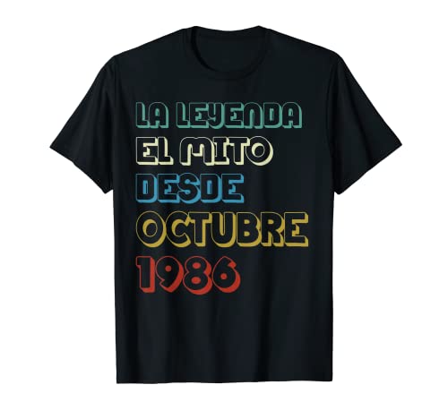 36 Años Cumpleaños Octubre 1986 Hombre Mujer Octubre Camiseta