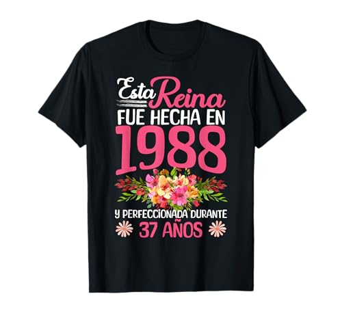 37 Años Regalo de Cumpleaños Mujer Hecha En 1988 37 Años Camiseta