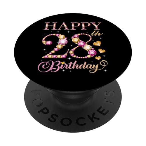 Feliz cumpleaños 28 años 28 años Hombres Mujeres Fiesta de cumpleaños PopSockets PopGrip...