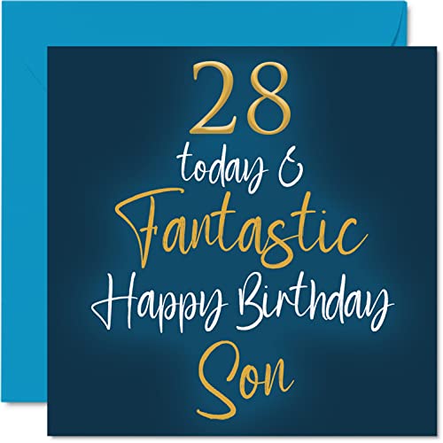 Fantásticas tarjetas de cumpleaños 28 para hijo, 28 hoy y fantásticas, tarjeta de feliz cumpleaños para hijo de mamá o papá, regalos de cumpleaños para hijo, tarjetas de felicitación de cumpleaños de