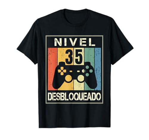 Nivel 35 Desbloqueado Gamer 35 Años 1986 Divertido Hombre Camiseta