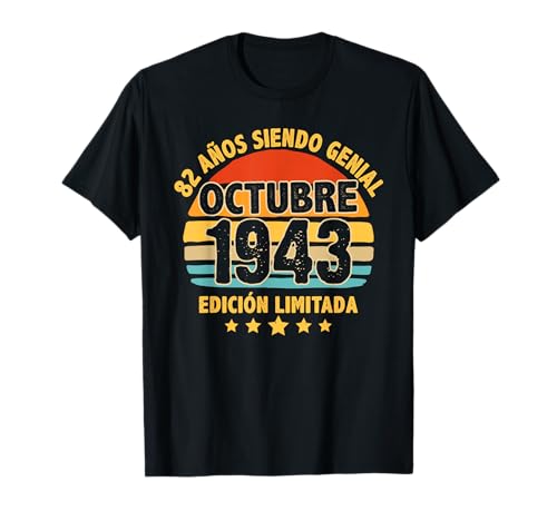 Octubre 1943 82 Años Hombre Cumpleaños Regalo Octubre 1943 Camiseta
