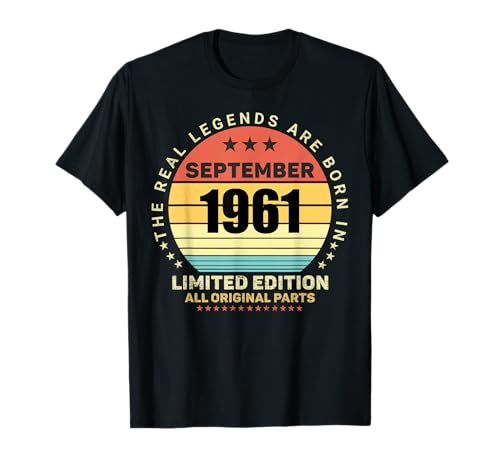 Real Legends Nació En Septiembre 1961 Retro Cumpleaños Camiseta