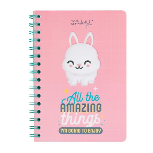 Mr. Wonderful - Libreta A5 Conejo 3D - All the amazing things I'm going to enjoy - Libreta de Notas...