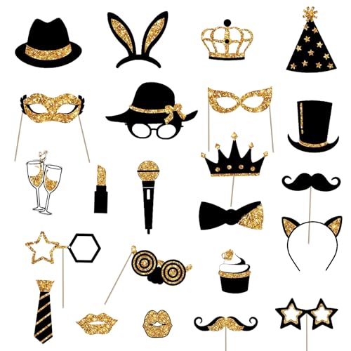 SRTSTR 24 Pcs Accesorios Photocall para Cumpleaños, Comunión y Fiesta - Photo Booth Props Mixtos:...