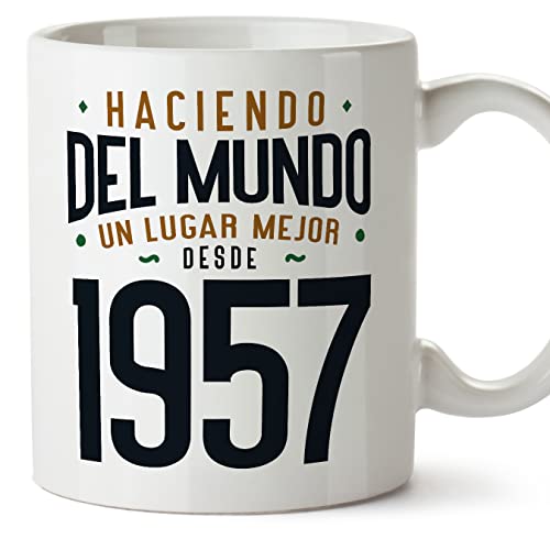 MUGFFINS Tazas 1957 Cumpleaños - En Español - Haciendo del Mundo un Lugar Mejor - 11 oz / 330 ml - Regalo original y divertido