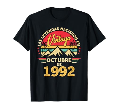33 Años Cumpleaños Vintage Nacido En Octubre 1992 Camiseta