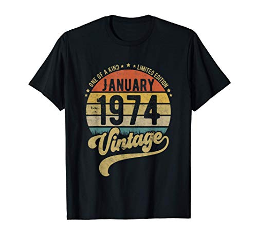 Reto Vintage 47th Birthday Tee, nacido en enero de 1974 Camiseta
