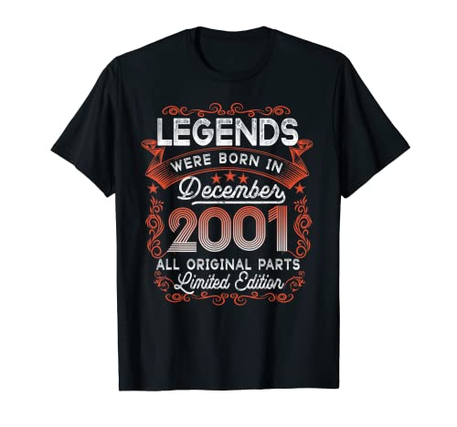 20 cumpleaños camiseta leyendas nacidas en diciembre 2001 20 años de edad Camiseta
