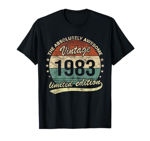 Cumpleaños Awesome Vintage 1983 Hombre o Mujer Retro Camiseta