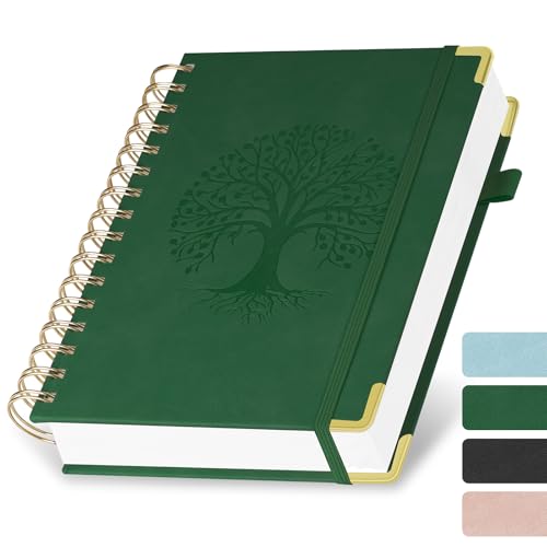 AOOSU Cuadernos de Espiral, Cuaderno A5 de 300 Páginas, bloc de notas con tapa dura Gomas...