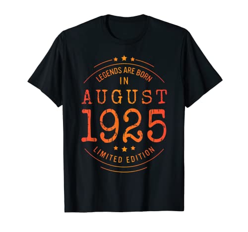Cumpleaños Agosto 1925 Edición Limitada Regalo Usado Vintage Camiseta