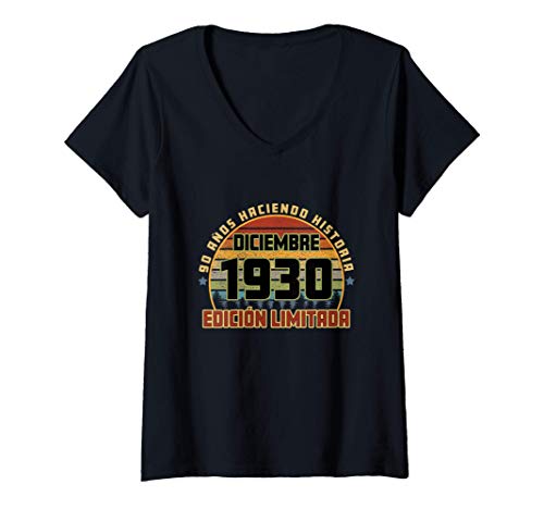 Mujer Camiseta Cumpleaños Diciembre 1930 90 Años Haciendo Historia Camiseta Cuello V