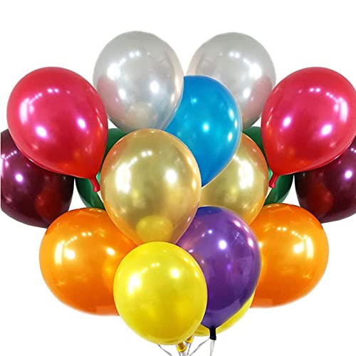 QILZO® 100 unidades Globos de látex Colores Metálicos Fabricado en España, Globos para Fiestas,...