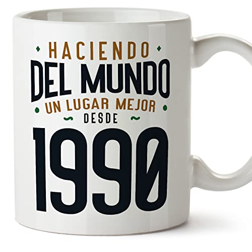 MUGFFINS Tazas 1990 Cumpleaños - En Español - Haciendo del Mundo un Lugar Mejor - 11 oz / 330 ml -...