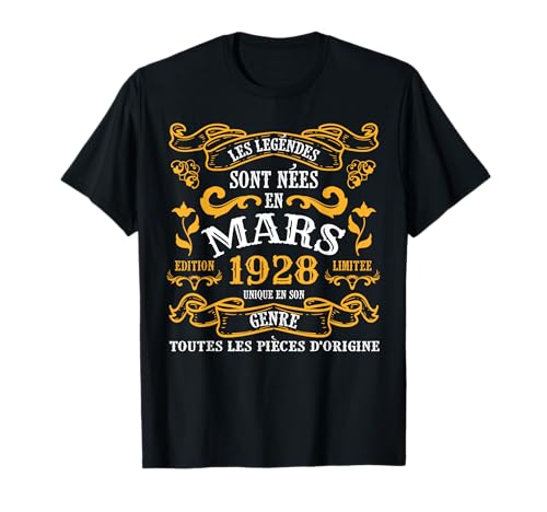 Las Legendes Nacieron En Marzo 1928 95 Cumpleaños Regalo Camiseta