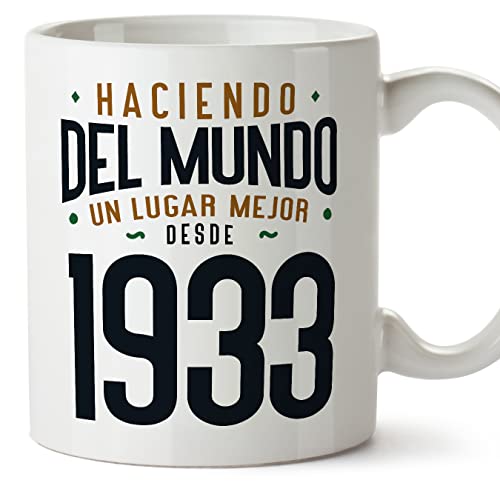 MUGFFINS Tazas 1933 Cumpleaños - En Español - Haciendo del Mundo un Lugar Mejor - 11 oz / 330 ml - Regalo original y divertido
