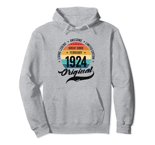 Cumpleaños 100 Retro Enero 1924 Vintage Bday Classic Sudadera con Capucha