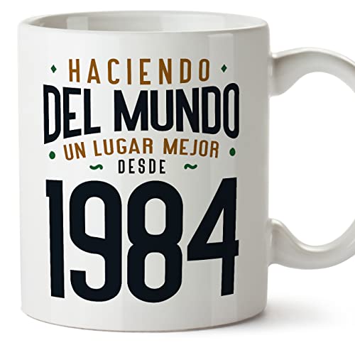 MUGFFINS Tazas 1984 Cumpleaños - En Español - Haciendo del Mundo un Lugar Mejor - 11 oz / 330 ml - Regalo original y divertido
