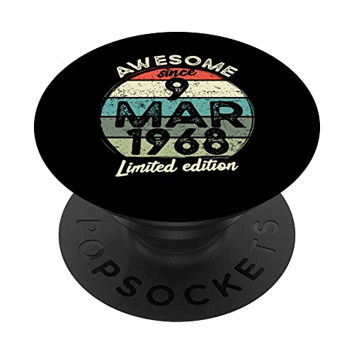 Camiseta de cumpleaños de 55 años, 9 de marzo de 1968, 55 cumpleaños PopSockets PopGrip...