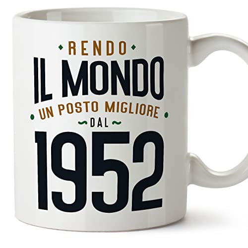 MUGFFINS Tazas 1952 Cumpleaños - En Italiano - Rendo il Mondo un Posto Migliore - 11 oz / 330 ml -...