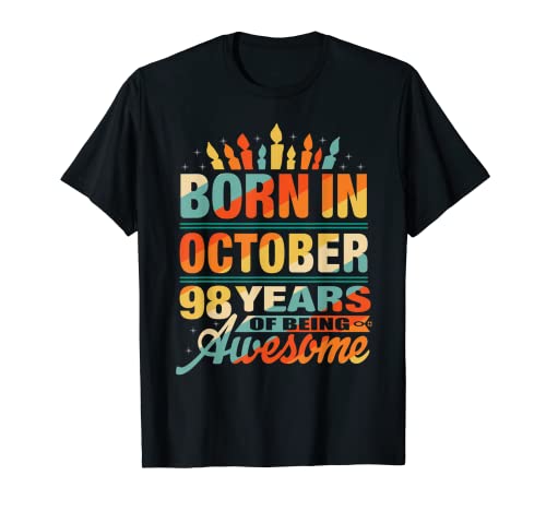 Octubre 1923 98 años de edad 98 cumpleaños regalo vela gráfico Camiseta