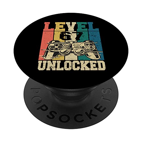 67 cumpleaños Gamer Gamer 67 años Nivel 67 desbloqueado PopSockets PopGrip Intercambiable