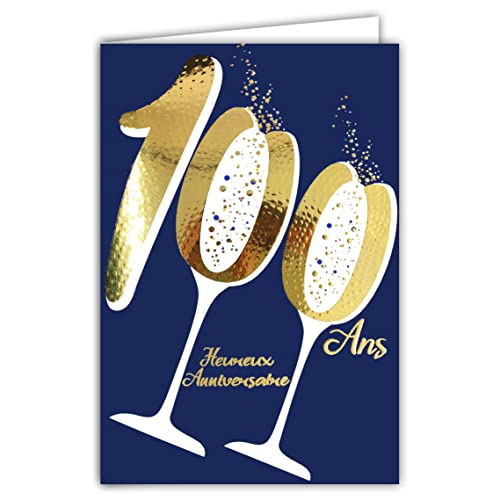 Afie Tarjeta de cumpleaños de 100 años de oro brillante en relieve texturizado, para hombre y...