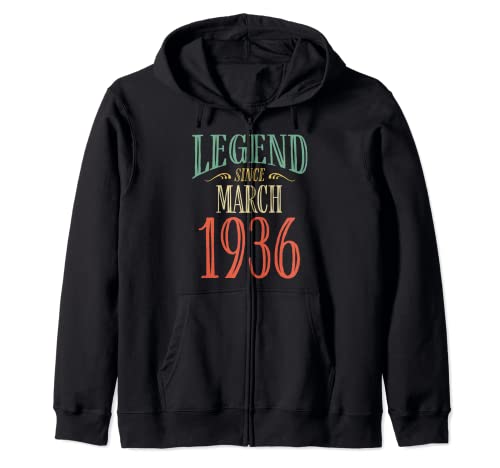 Leyenda desde marzo de 1936 Diseño de cumpleaños Sudadera con Capucha