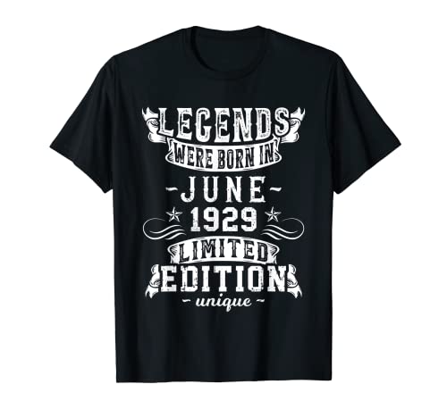 Cumpleaños Junio 1929 Edición Limitada Regalo Legend June Camiseta