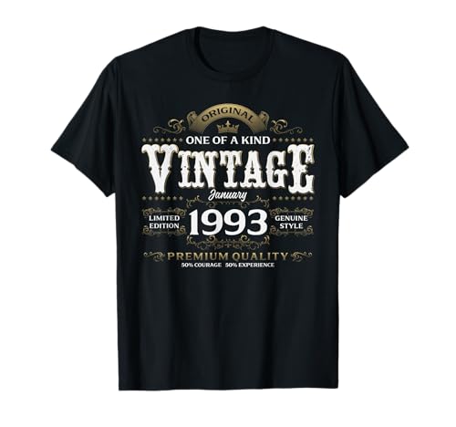 33 cumpleaños Hombre Mujer Regalo Enero 1993 Camiseta