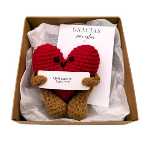 Kiwilima KL Regalo Original Mujer, Hombre, Amiga o Pareja | Corazón de Crochet con Tarjeta...