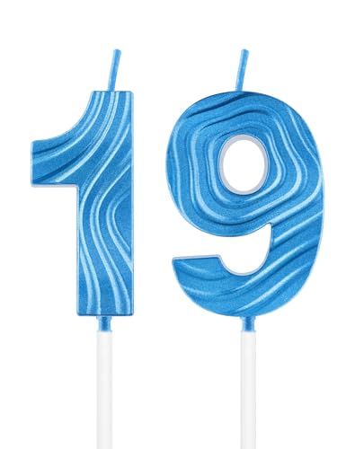 Vela de cumpleaños de zafiro, vela azul zafiro para cumpleaños número 19, velas azul profundo...