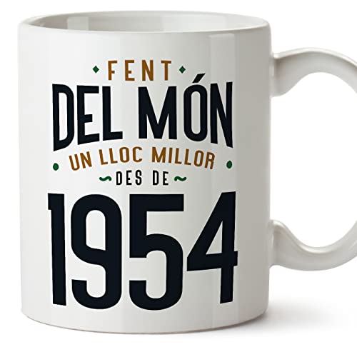 MUGFFINS Tazas 1954 Cumpleaños - En Catalán - Fent del Món un Lloc Millor - 11 oz / 330 ml -...