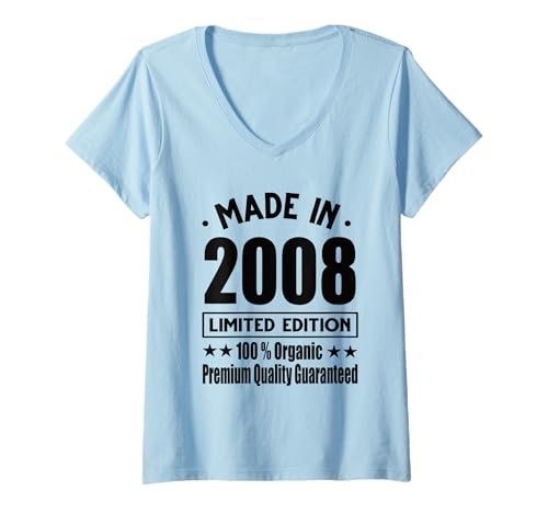 Mujer Edición Limitada 2008 Cumpleaños 2008 Nacido en 2008 Camiseta Cuello V