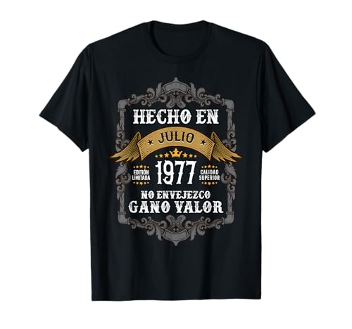 Cumpleaños 48 Años Hombre Hecho en julio 1977 Vintage Regalo Camiseta