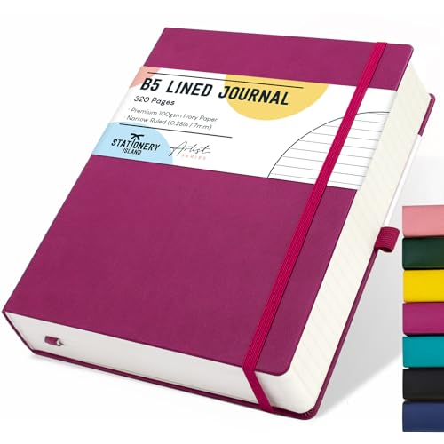 Stationery Island Cuaderno Rayado B5, Cuaderno Grueso de 320 Páginas, Diario de Rayas con Tapa Dura...