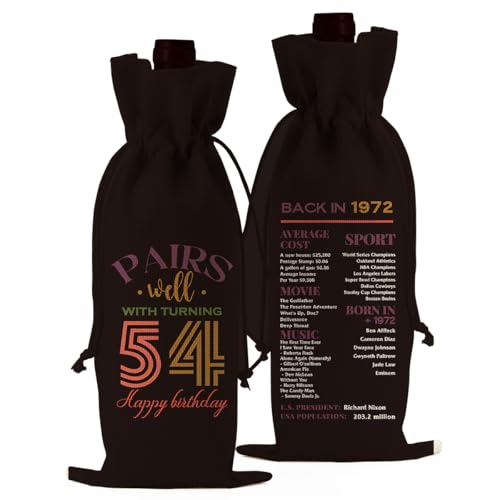 FBCCZEY Divertidos regalos de cumpleaños número 54 para mujeres y hombres, bolsa de vino, regalos...