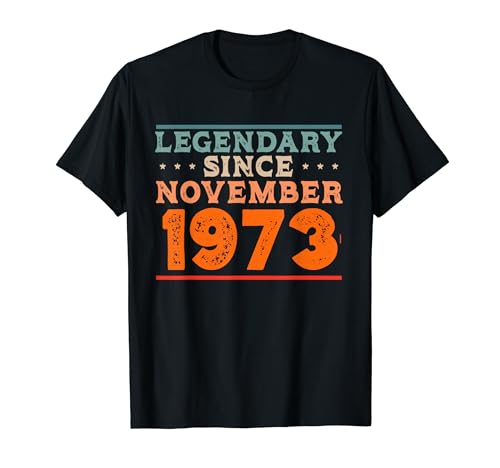 Legendario desde noviembre de 1973 Retro Vintage Fiesta de cumpleaños Camiseta