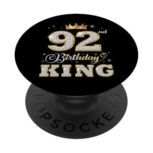 Fiesta de cumpleaños 92 años del Rey de 92 años para él PopSockets PopGrip Adhesivo