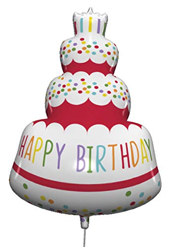 Procos 92446 Globo de papel de aluminio Happy Birthday Cake Tamaño 96 cm Pastel de Cumpleaños...