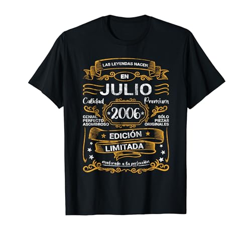18 Cumpleaños Leyendas Nacen Julio 2006 Chico Chica Camiseta