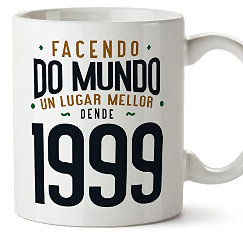 MUGFFINS Tazas 1999 Cumpleaños - En Gallego - Facendo do Mundo un Lugar Mellor - 11 oz / 330 ml -...