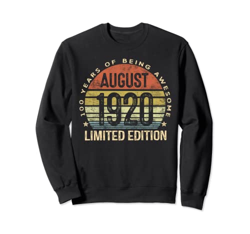 Agosto de 1920 Edición Limitada 100 Cumpleaños 100 Regalo Sudadera