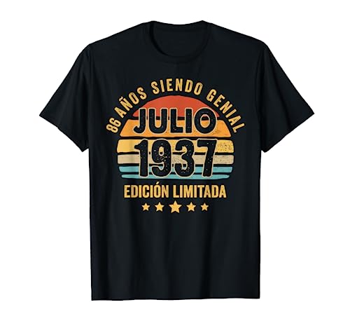 Hombre 86 Años Cumpleaños Regalo Hombre Julio 1937 Julio 86 Años Camiseta