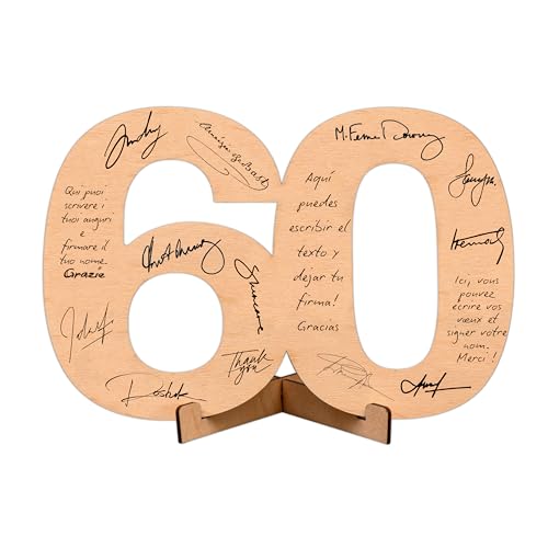CUBIBOO ART Número de Madera 60 Años - Feliz Cumpleaños Decoracion - 60 cumpleaños Mujer -...
