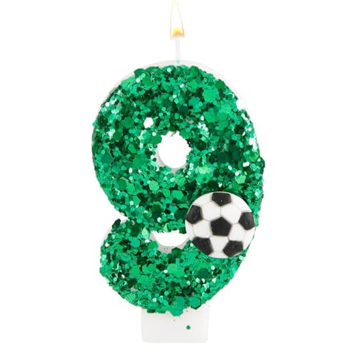 YANGWEN 3D Velas De Cumpleaños, Fútbol Verde Vela,Velas cumpleaños numeros，Velas cumpleaños...